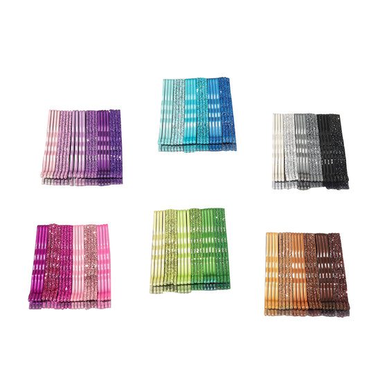 BSCI Audited Factory 5CM/1.97in Glitter Powder Bobby Pins Gradient Colorful Hair Clips Metal Hairpins Hair Accessories for Women and Girls