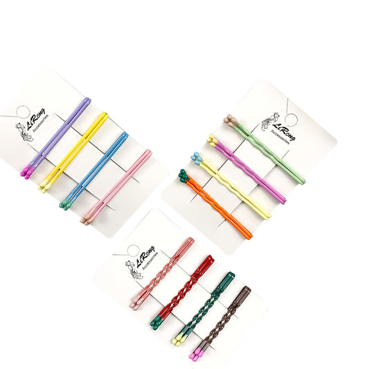 BSCI Audited Factory  8Pcs/Set Korea Matches Head Hairpins Wavy Hair Clips Candy Color Bobby Hair Pins Colorful Metal Barrettes For Women Girls