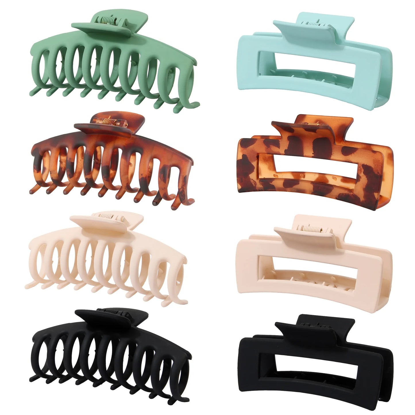 BSCI Audited Factory Matte Plastic 8 Pcs New Matching Frosted Nonslip Hair Claw Clips Jaw Clips Hair Clamps For Lady