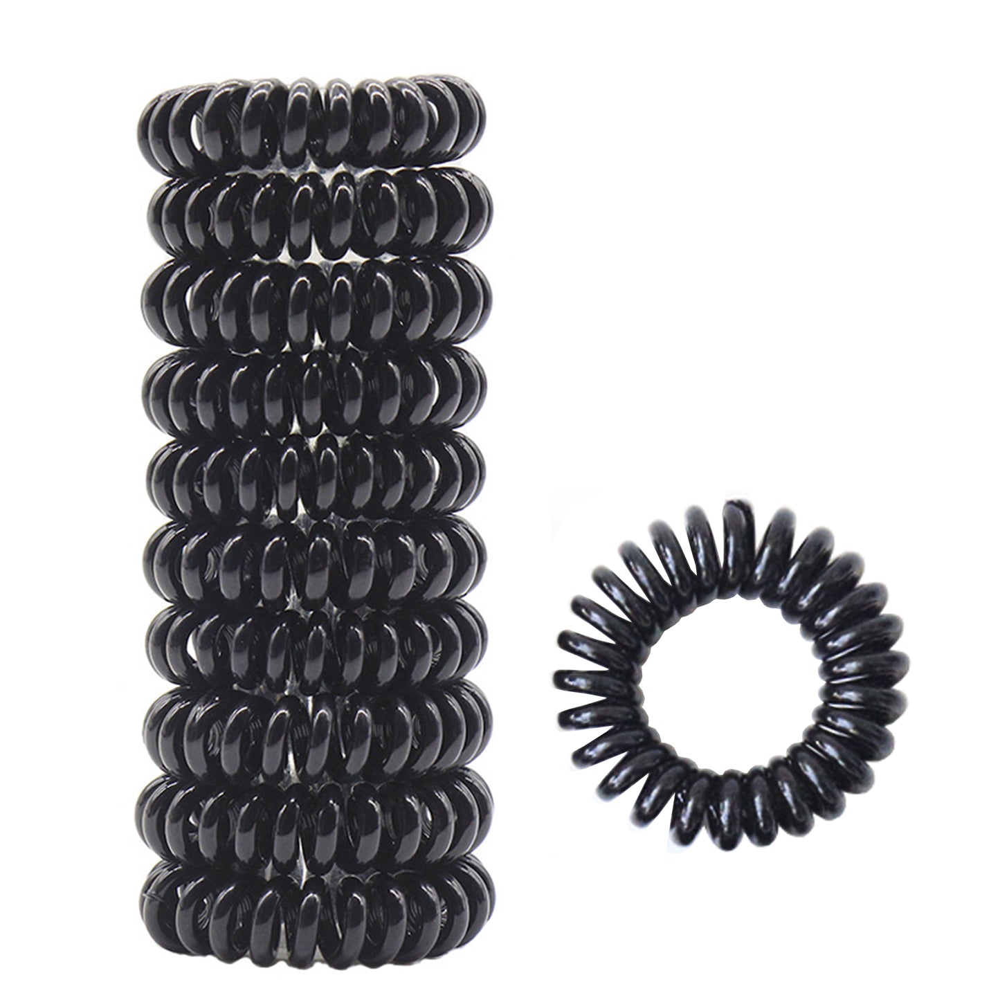 BSCI Audited Factory 4cm Mixed Colour 6pcs Plastic Telephone Cord Hair Tie coil tie Holder no damage for hair