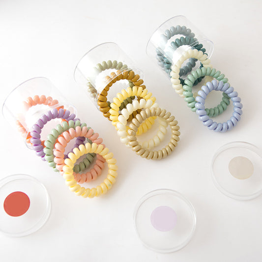 BSCI Audited Factory 5.3cm Mixed Colour 5pcs Plastic Telephone Cord Hair Tie coil tie Holder no damage for hair