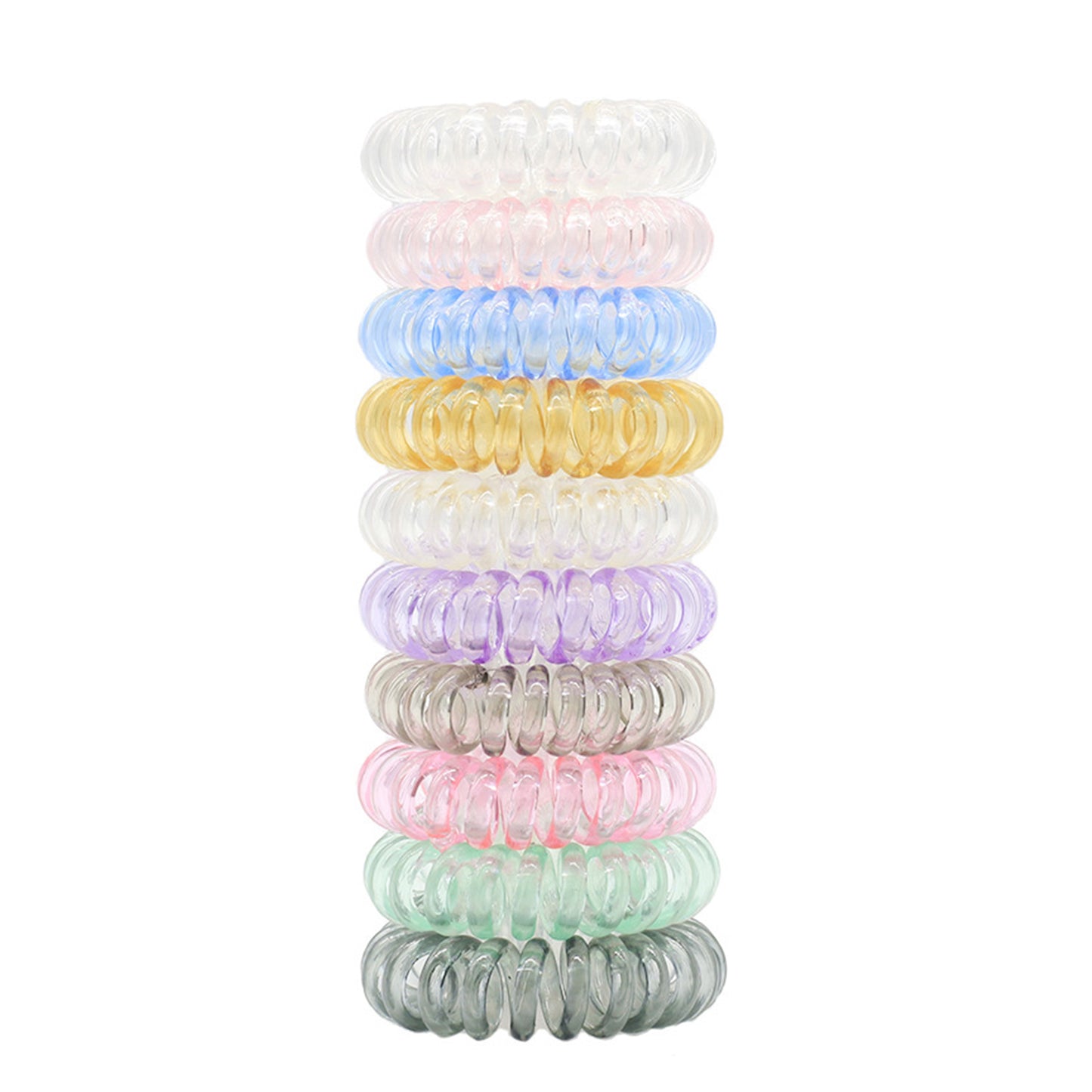 BSCI Audited Factory 4cm Mixed Colour 6pcs Plastic Telephone Cord Hair Tie coil tie Holder no damage for hair