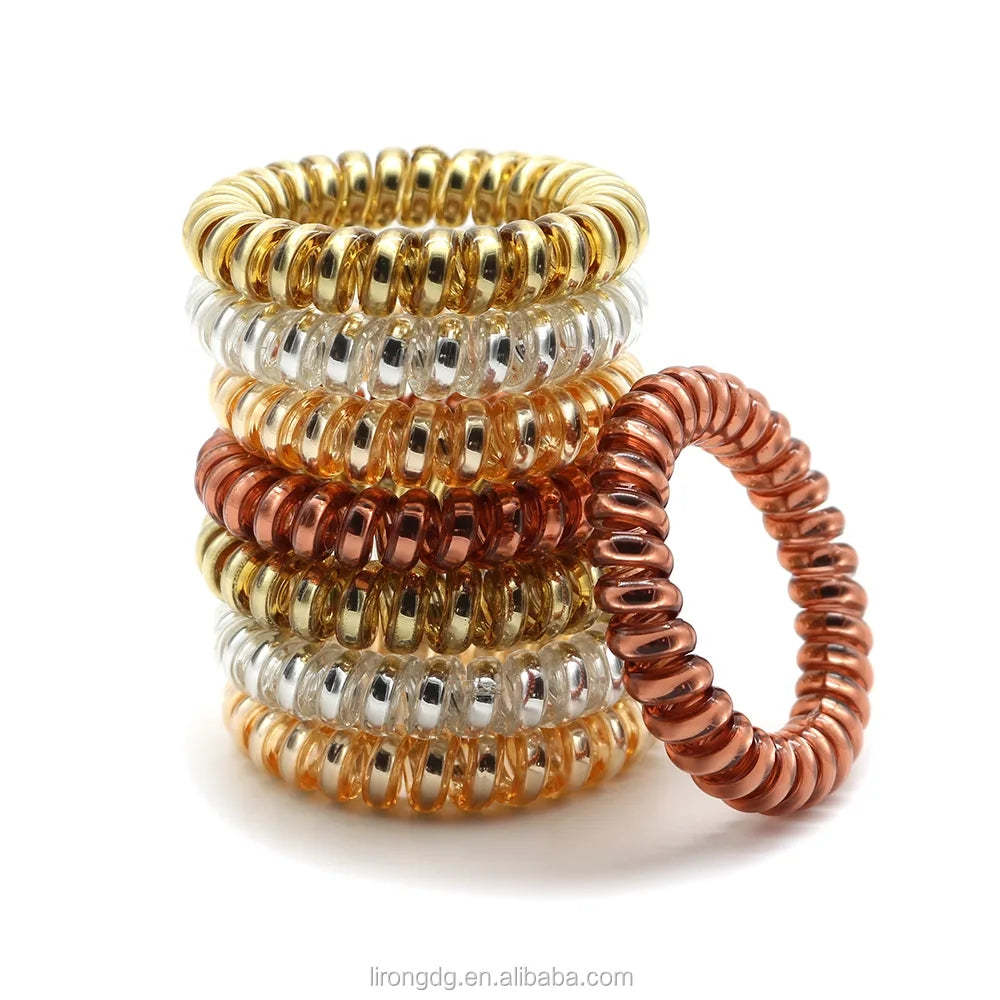 BSCI Audited Factory 5cm Mixed Colour Plastic Telephone Cord Hair Tie coil tie Holder no damage for hair