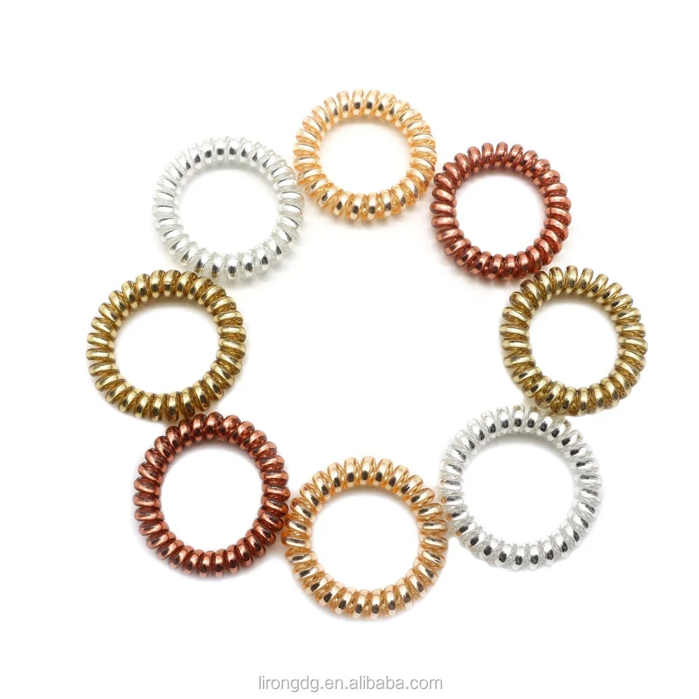 BSCI Audited Factory 5cm Mixed Colour Plastic Telephone Cord Hair Tie coil tie Holder no damage for hair