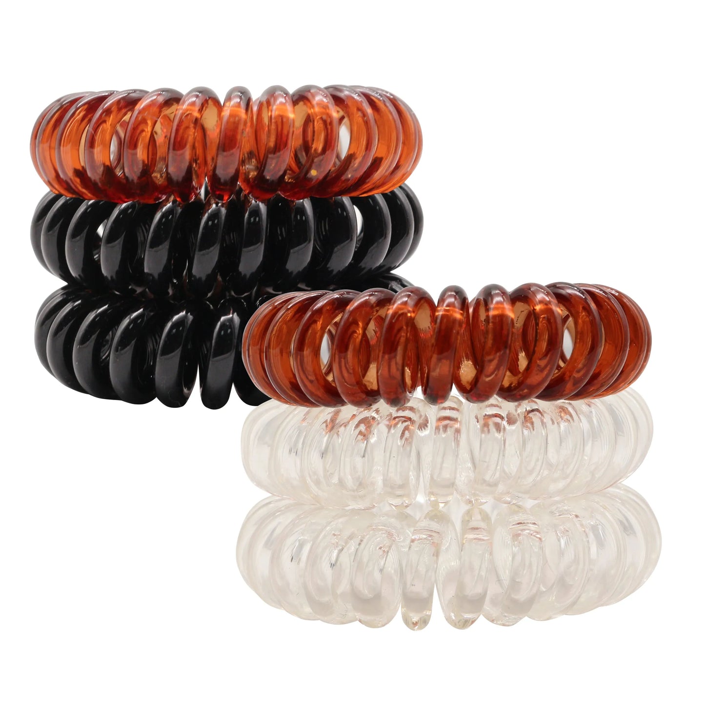 BSCI Audited Factory 4cm Mixed Colour 6pcs Plastic Telephone Cord Hair Tie coil tie Holder no damage for hair