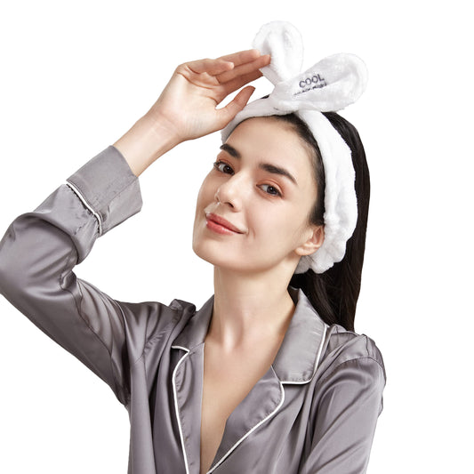 BSCI Audited Factory Hair Band for Washing Face, Soft Coral Fleece Hairlace Rabbit Ear Shape Makeup Headband