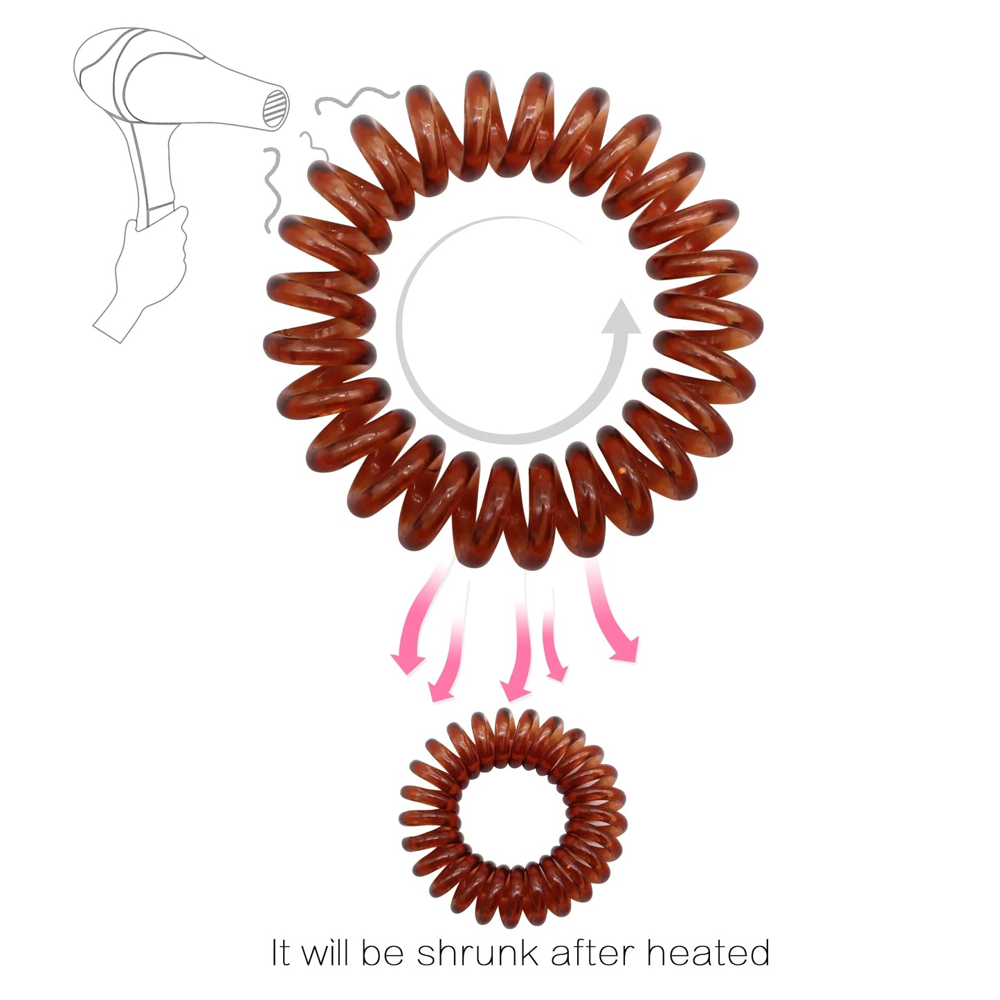 BSCI Audited Factory 4cm Mixed Colour 6pcs Plastic Telephone Cord Hair Tie coil tie Holder no damage for hair