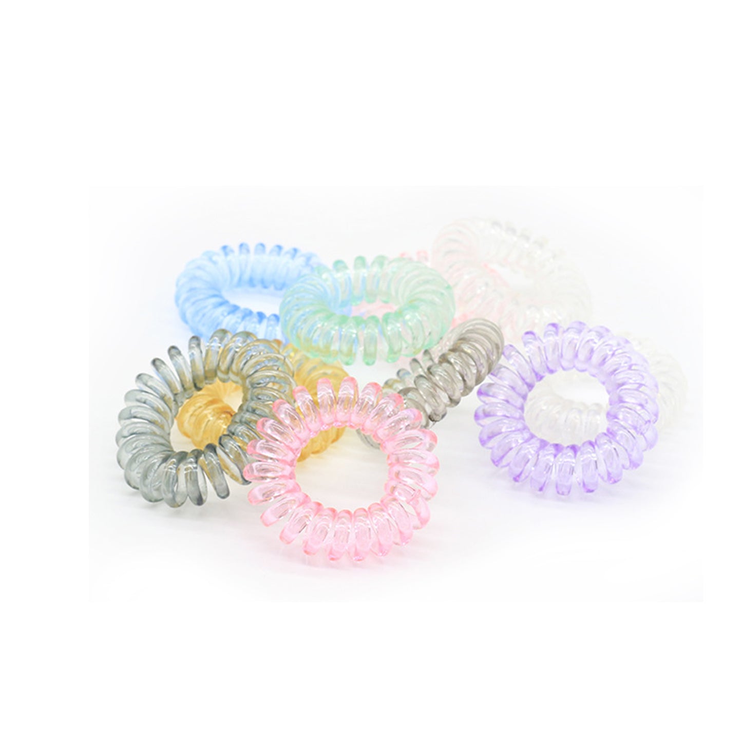 BSCI Audited Factory 4cm Mixed Colour 6pcs Plastic Telephone Cord Hair Tie coil tie Holder no damage for hair