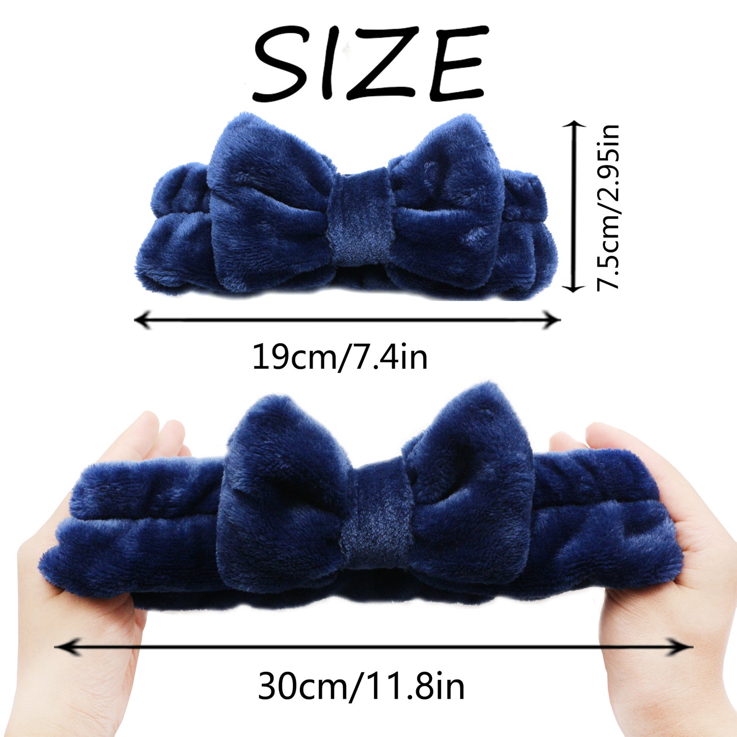 BSCI Audited Factory 2Pcs Cute Bowknot Bow Makeup Cosmetic Headbands for Washing Face Shower Hairbands, Spa Headbands for Women