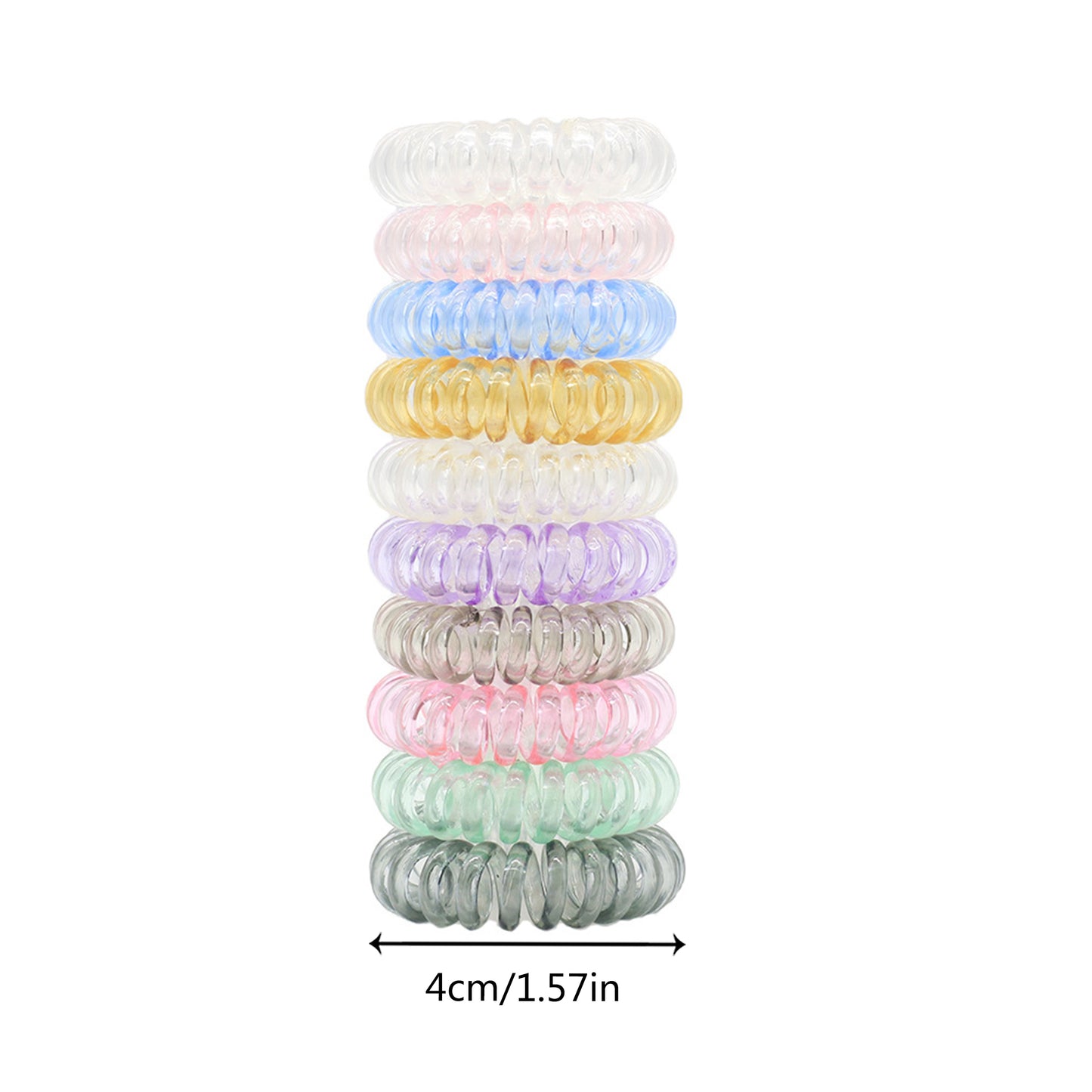 BSCI Audited Factory 4cm Mixed Colour 6pcs Plastic Telephone Cord Hair Tie coil tie Holder no damage for hair