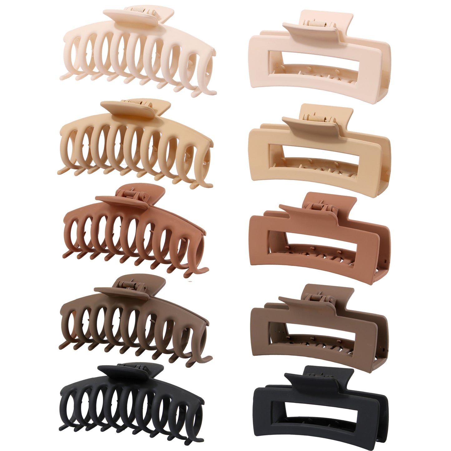BSCI Audited Factory Matte Plastic 8 Pcs New Matching Frosted Nonslip Hair Claw Clips Jaw Clips Hair Clamps For Lady