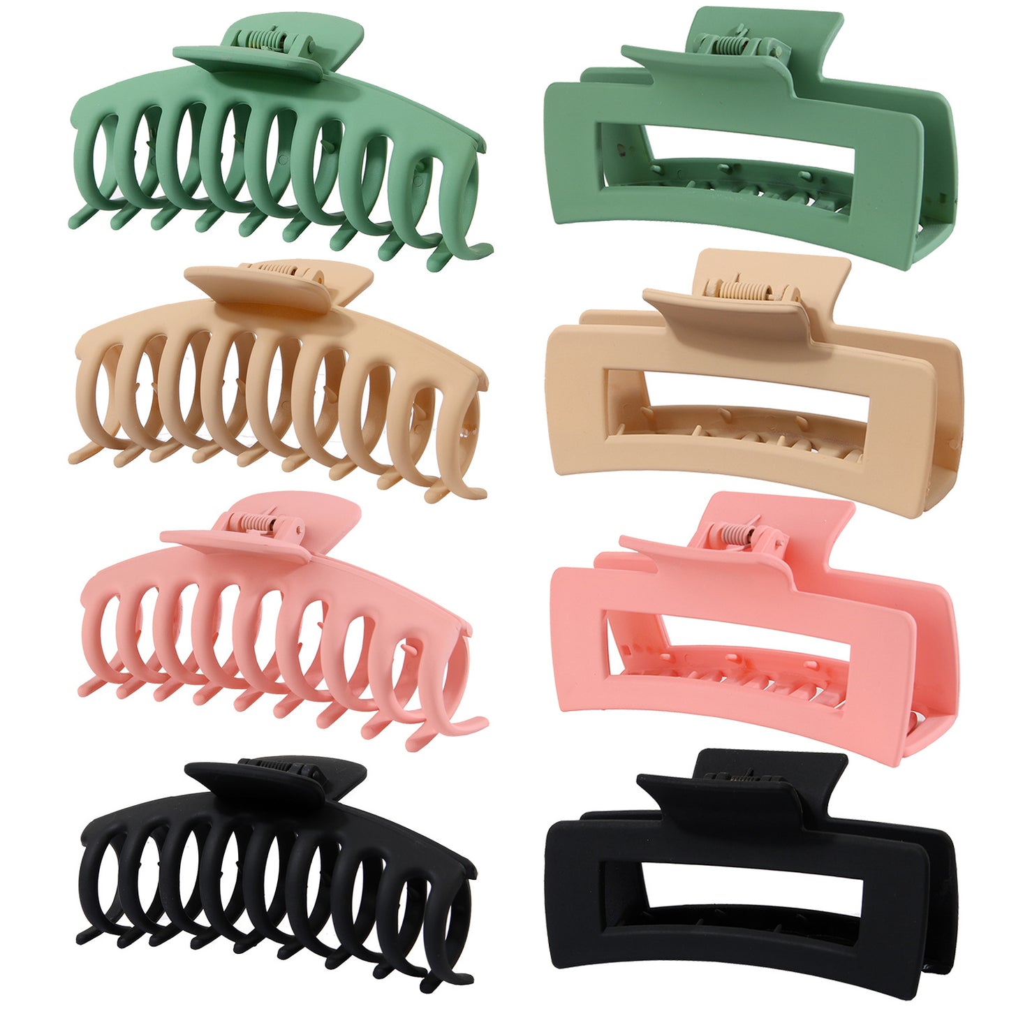 BSCI Audited Factory Matte Plastic 8 Pcs New Matching Frosted Nonslip Hair Claw Clips Jaw Clips Hair Clamps For Lady
