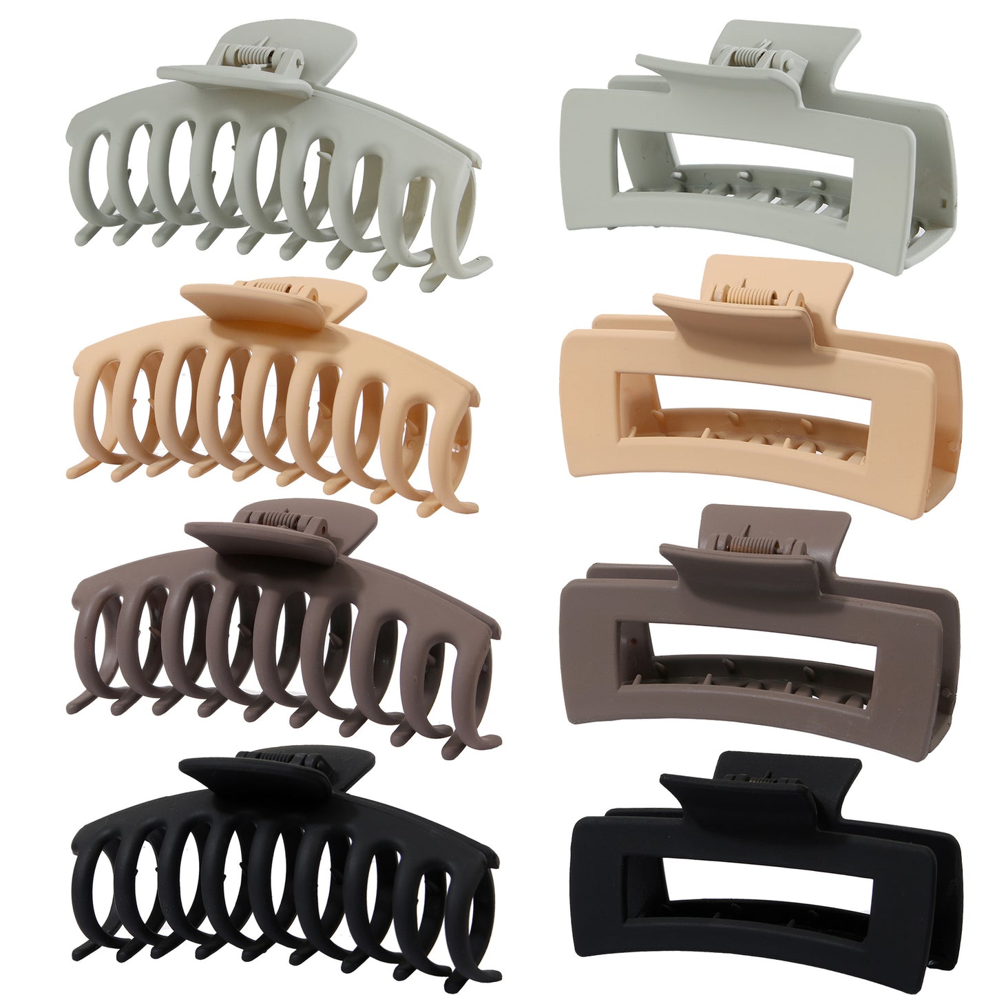 BSCI Audited Factory Matte Plastic 8 Pcs New Matching Frosted Nonslip Hair Claw Clips Jaw Clips Hair Clamps For Lady