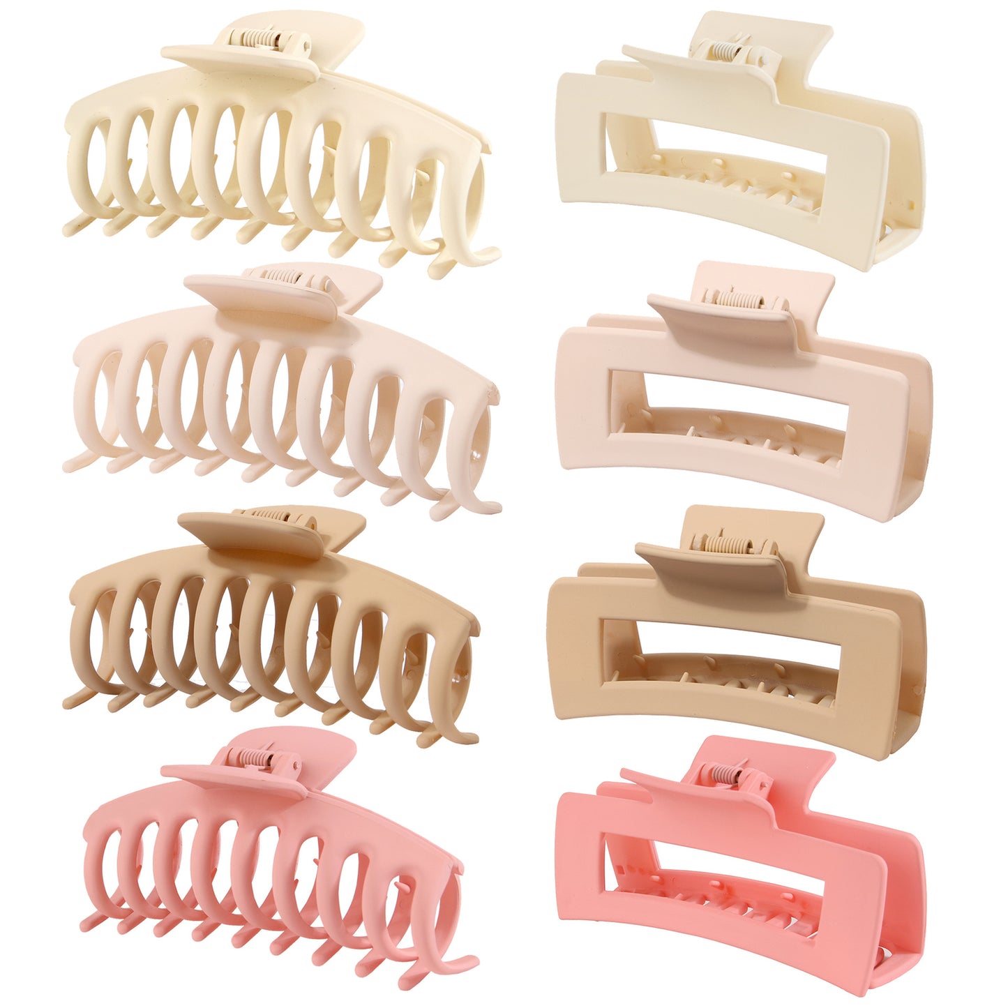 BSCI Audited Factory Matte Plastic 8 Pcs New Matching Frosted Nonslip Hair Claw Clips Jaw Clips Hair Clamps For Lady