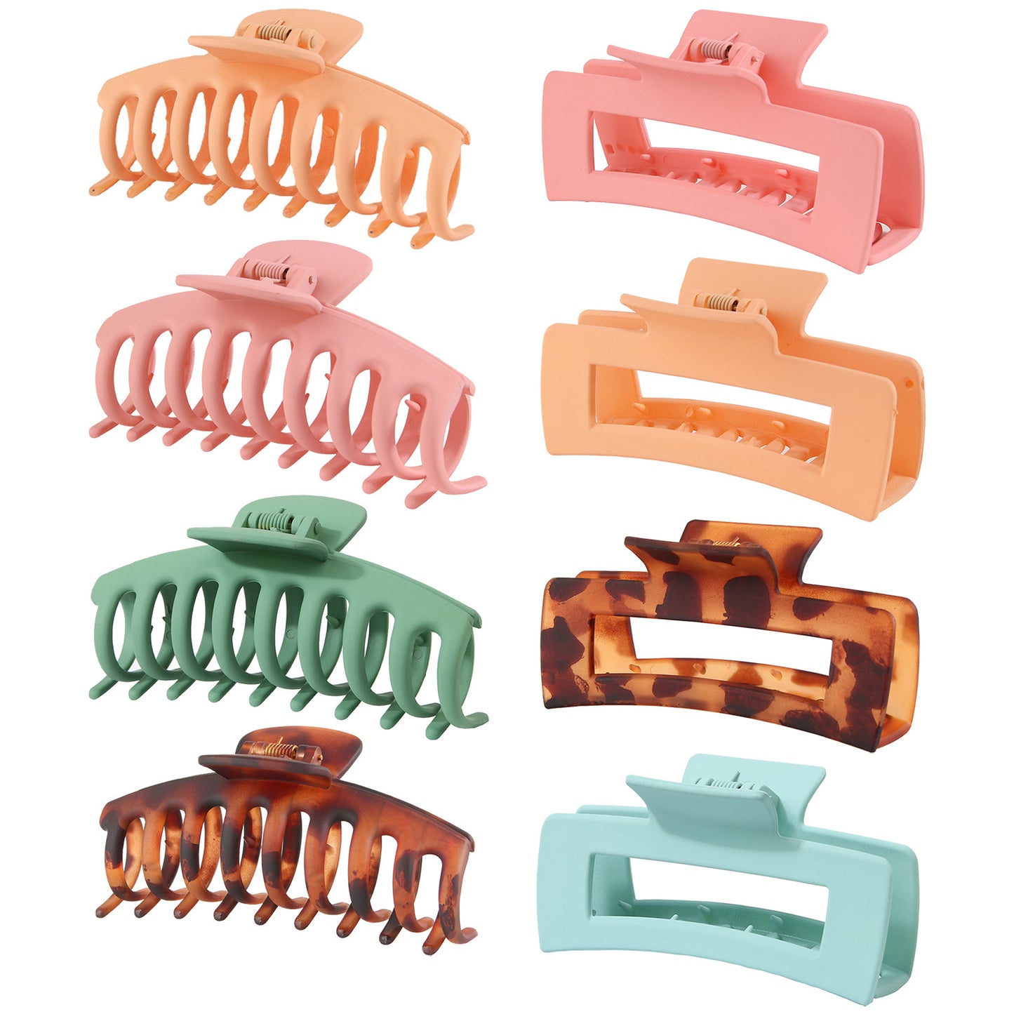 BSCI Audited Factory Matte Plastic 8 Pcs New Matching Frosted Nonslip Hair Claw Clips Jaw Clips Hair Clamps For Lady