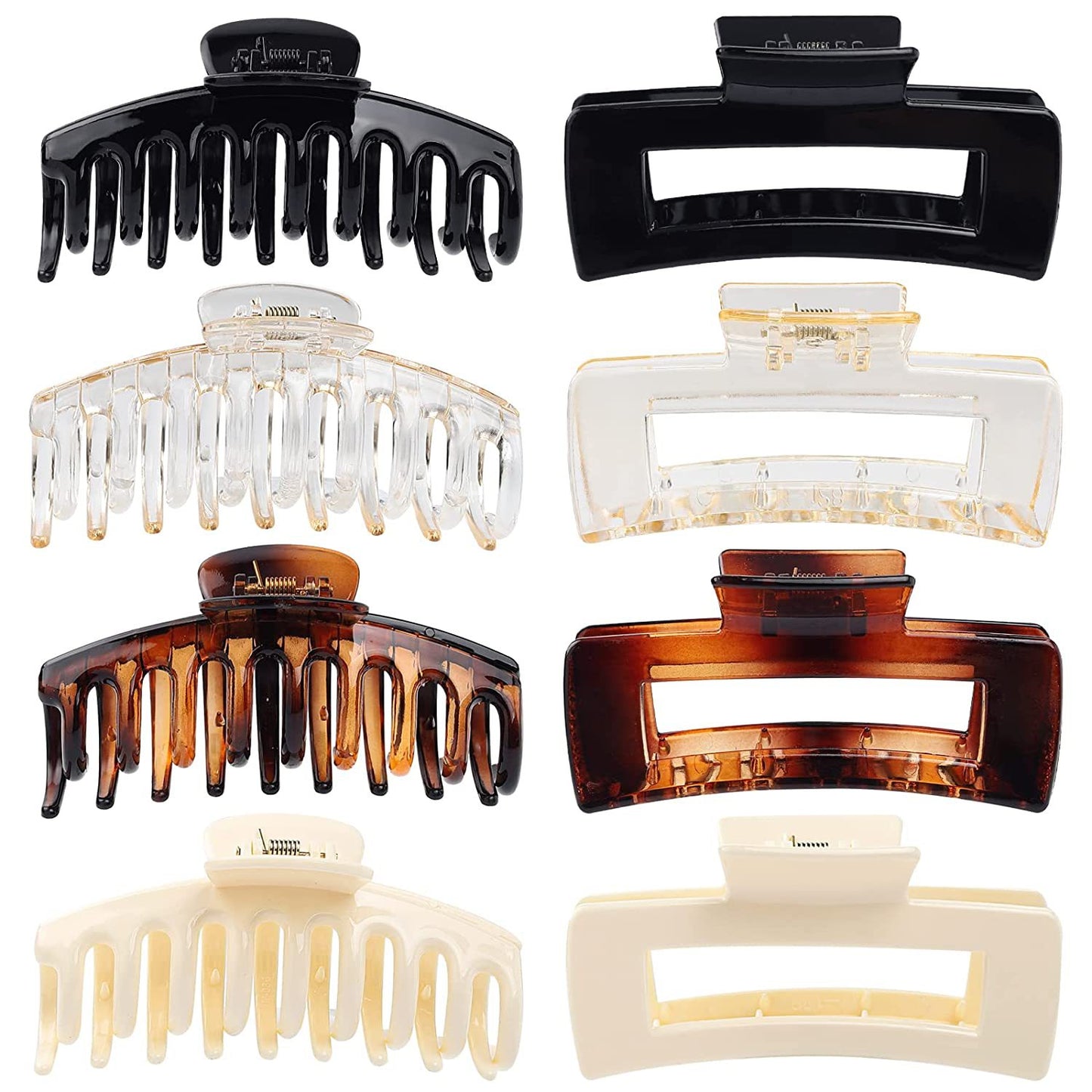 BSCI Audited Factory Matte Plastic 8 Pcs New Matching Frosted Nonslip Hair Claw Clips Jaw Clips Hair Clamps For Lady