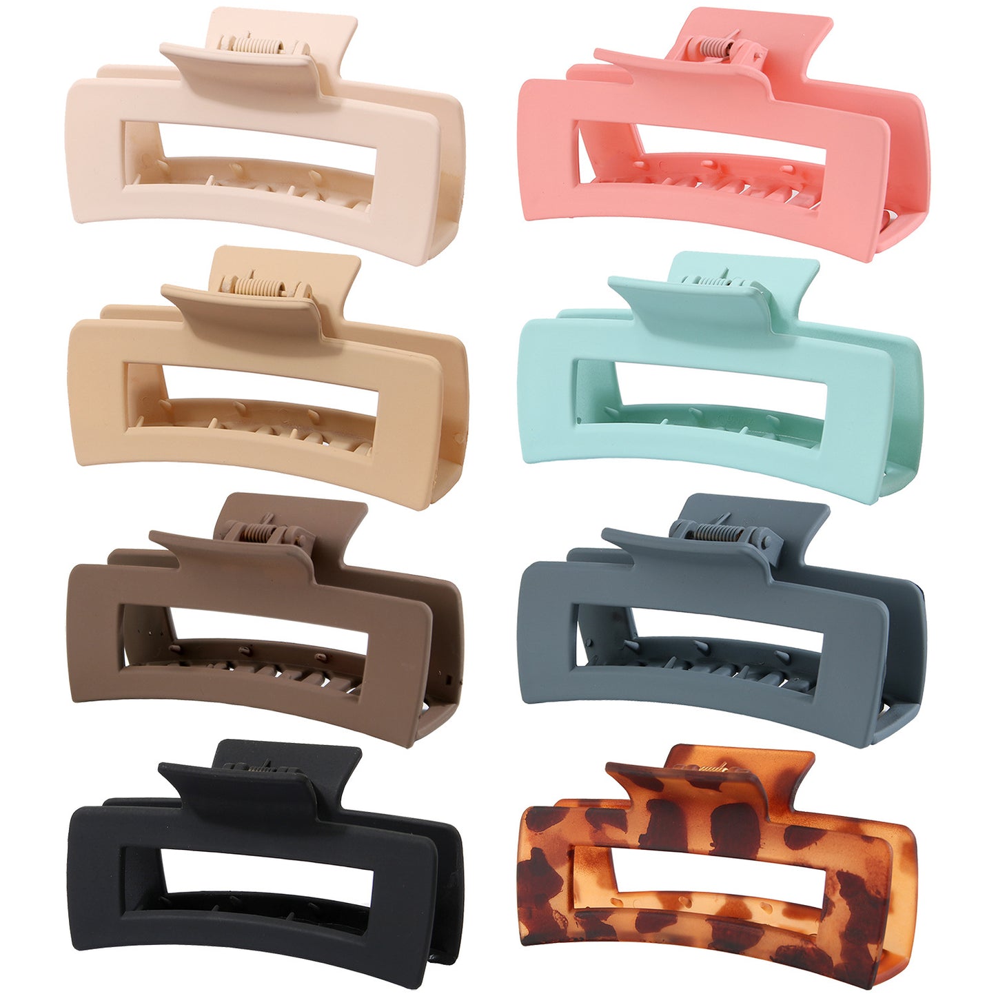 BSCI Audited Factory Matte Plastic 8 Pcs New Matching Frosted Nonslip Hair Claw Clips Jaw Clips Hair Clamps For Lady