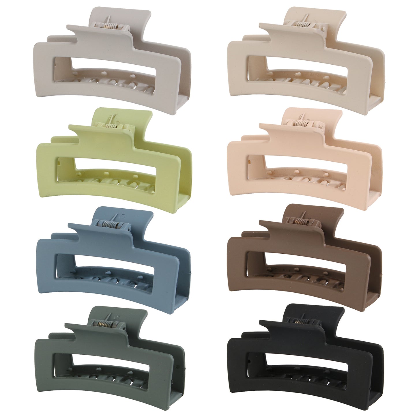 BSCI Audited Factory Matte Plastic 8 Pcs New Matching Frosted Nonslip Hair Claw Clips Jaw Clips Hair Clamps For Lady