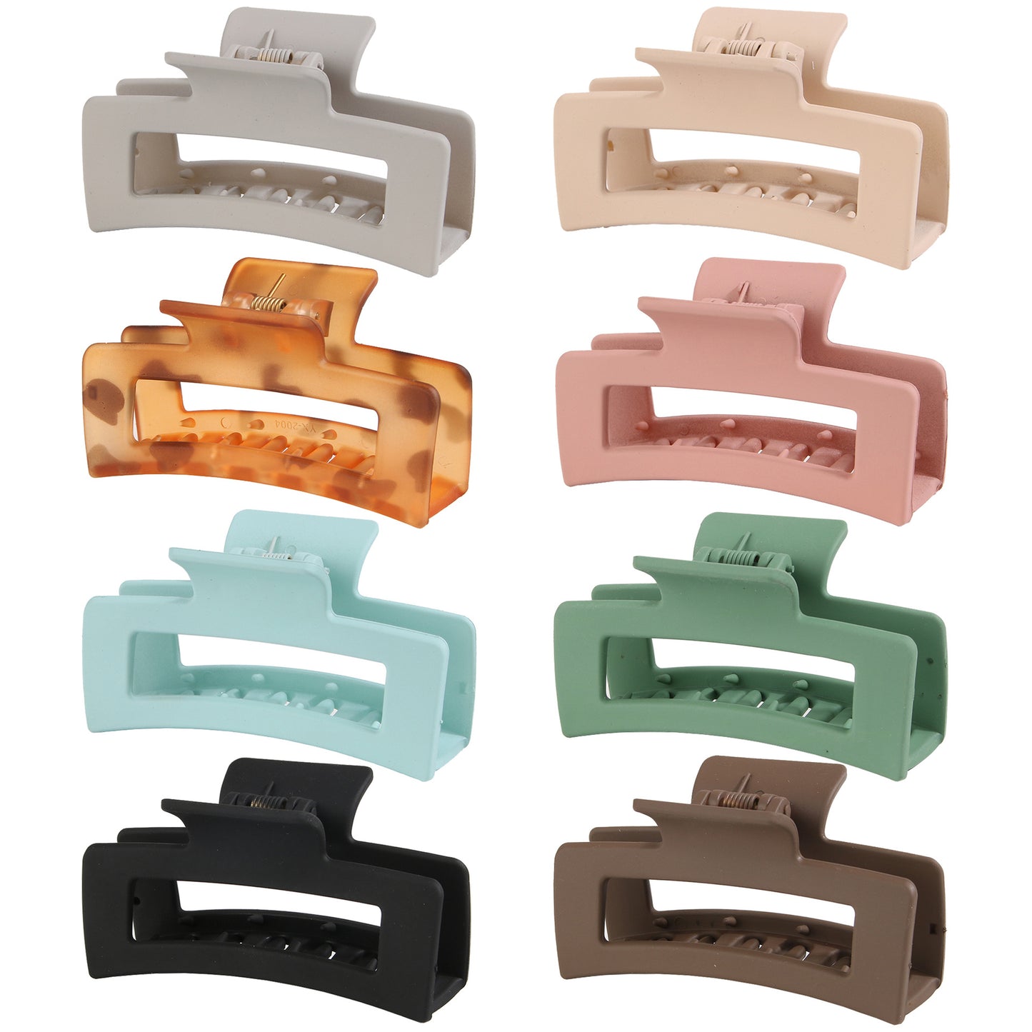 BSCI Audited Factory Matte Plastic 8 Pcs New Matching Frosted Nonslip Hair Claw Clips Jaw Clips Hair Clamps For Lady