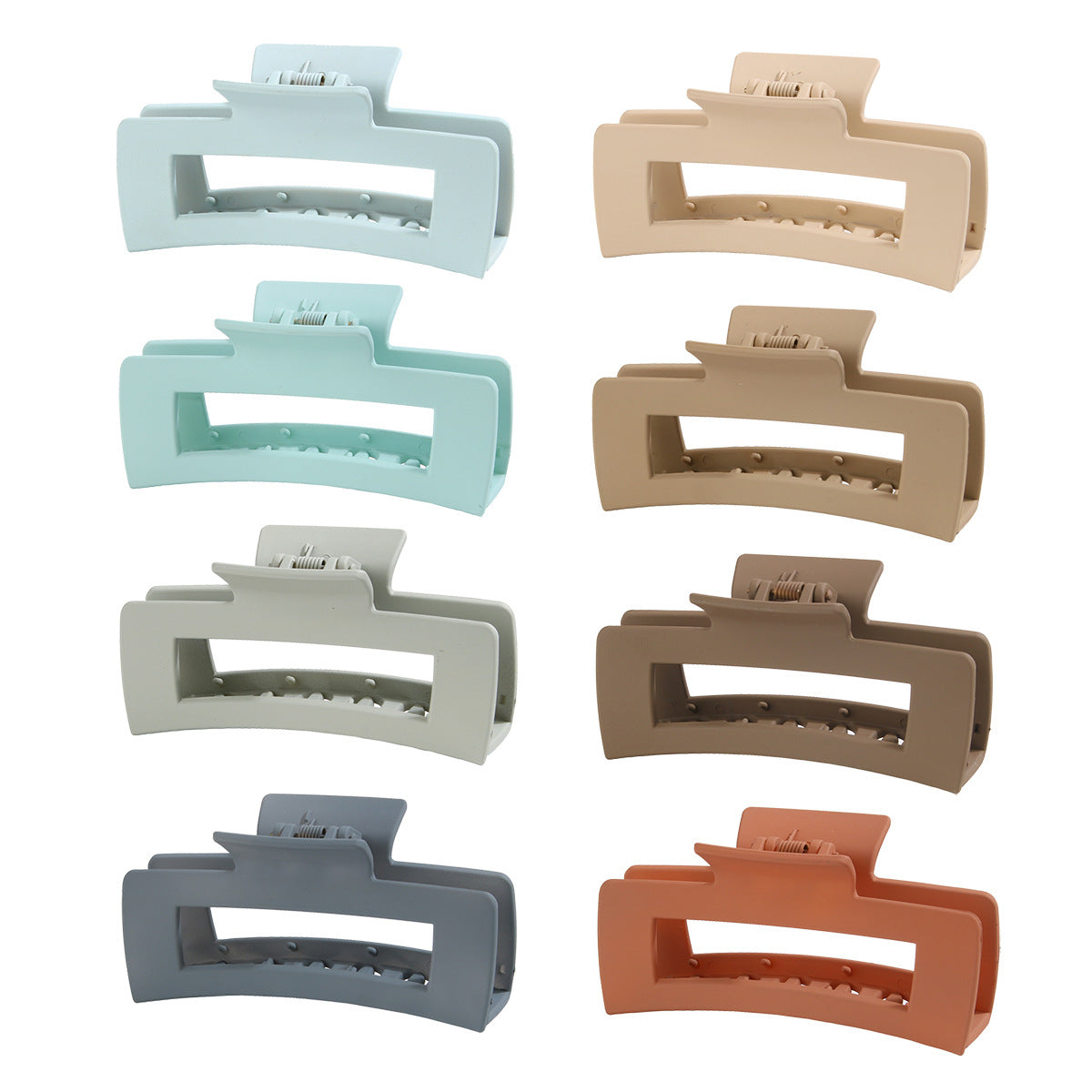 BSCI Audited Factory Matte Plastic 8 Pcs New Matching Frosted Nonslip Hair Claw Clips Jaw Clips Hair Clamps For Lady