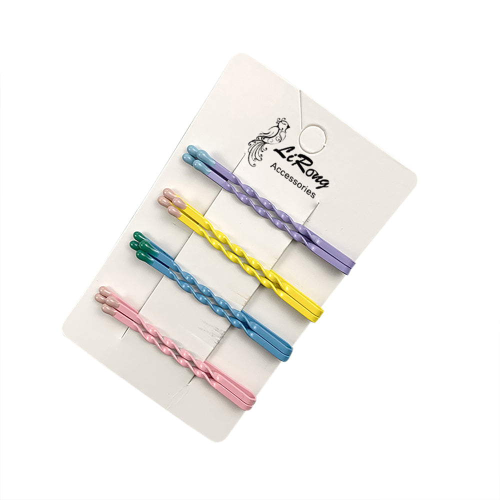BSCI Audited Factory  8Pcs/Set Korea Matches Head Hairpins Wavy Hair Clips Candy Color Bobby Hair Pins Colorful Metal Barrettes For Women Girls